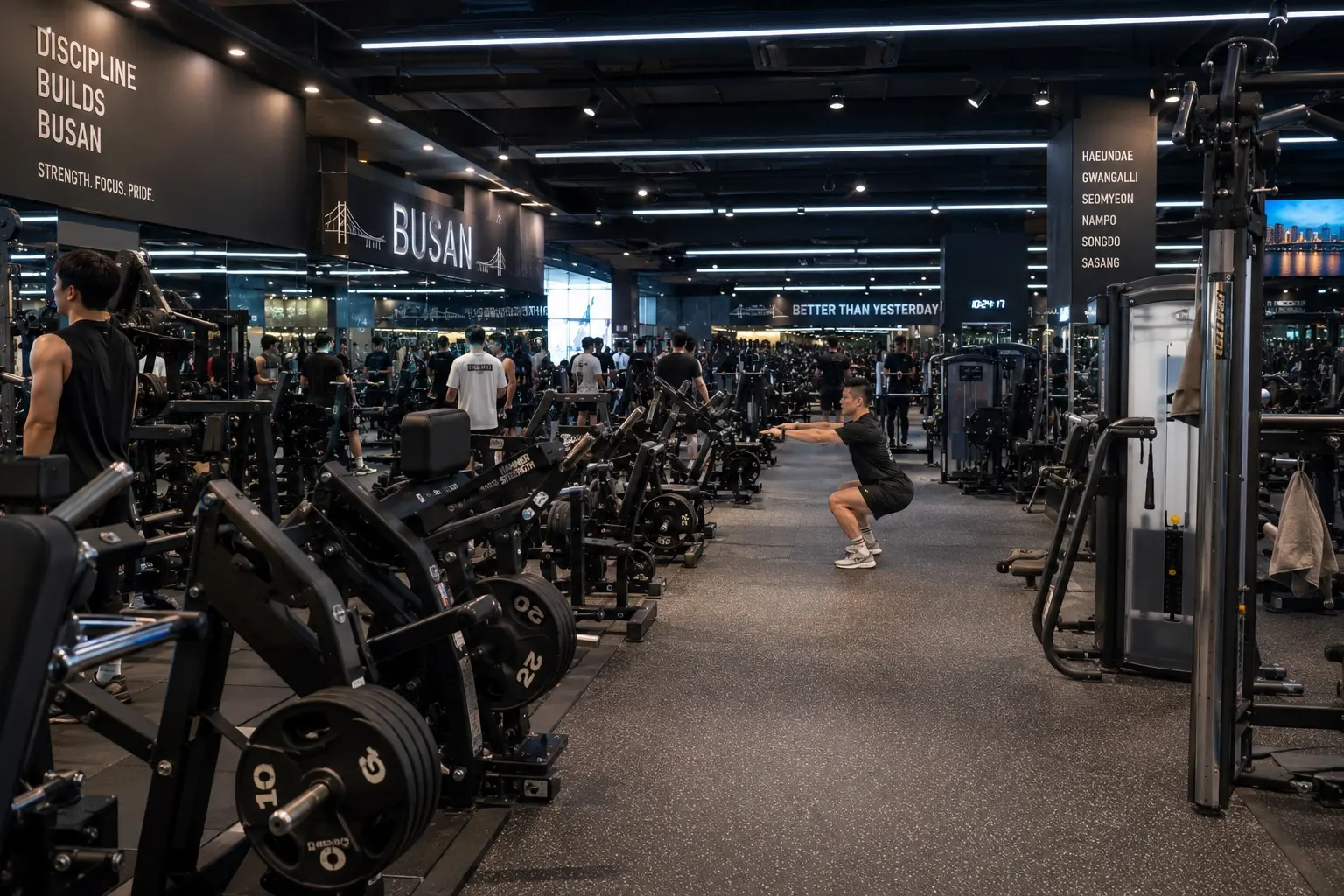 IronPeak Fitness gym Busan interior with weights and equipment