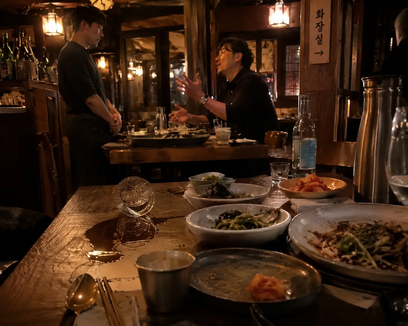 Dodam Table restaurant Busan interior warm lighting with Korean dishes on table