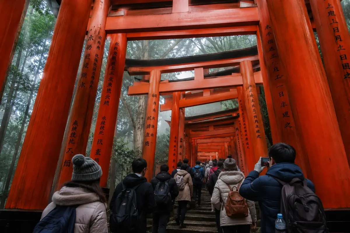 Fushimi Inari torii gates winding up the mountain
